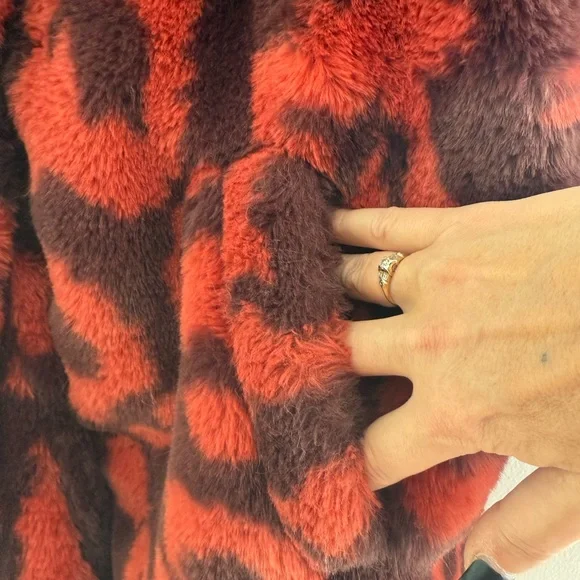 Democracy Red and Brown Faux Fur Teddy Coat - Picture 4 of 9